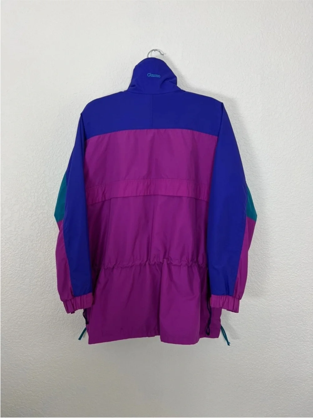 Columbia Vintage 80s Colorblock Windbreaker Jacket in Magenta, Teal & Royal Blue - Picture 3 of 7